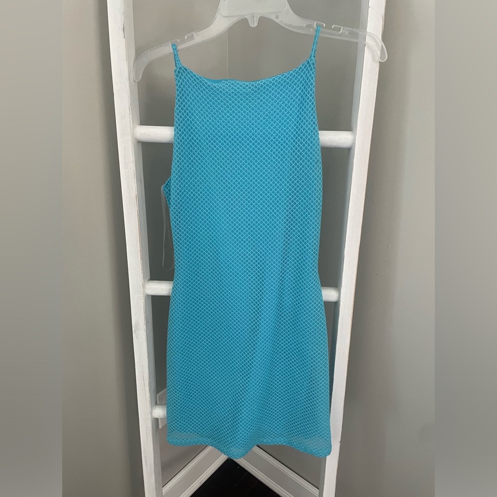 Light blue backless mini dress